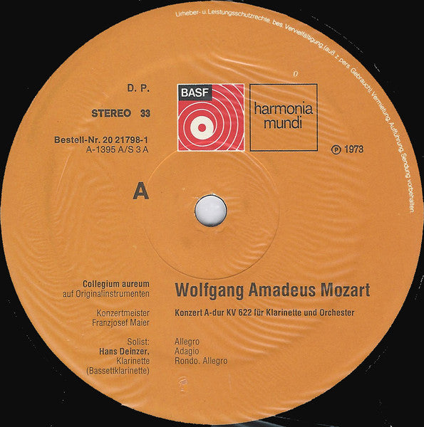 Wolfgang Amadeus Mozart, Hans Deinzer, Hubert Crüts, Collegium Aureum – Klarinettenkonzert A-dur KV 622 / Hornkonzert Es-dur KV 447 LP vinyl record, image 5 of 6