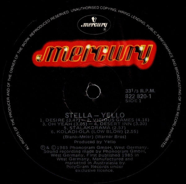 Yello – Stella LP vinyl record, image 3 of 6