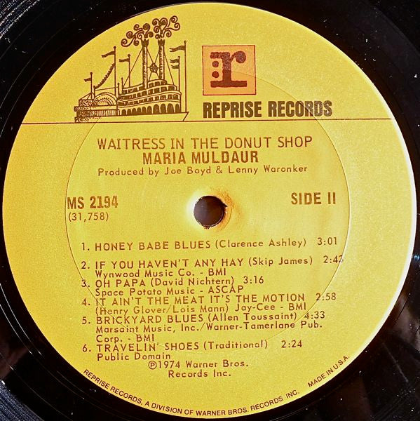 Maria Muldaur – Waitress In A Donut Shop LP vinyl record, image 4 of 4