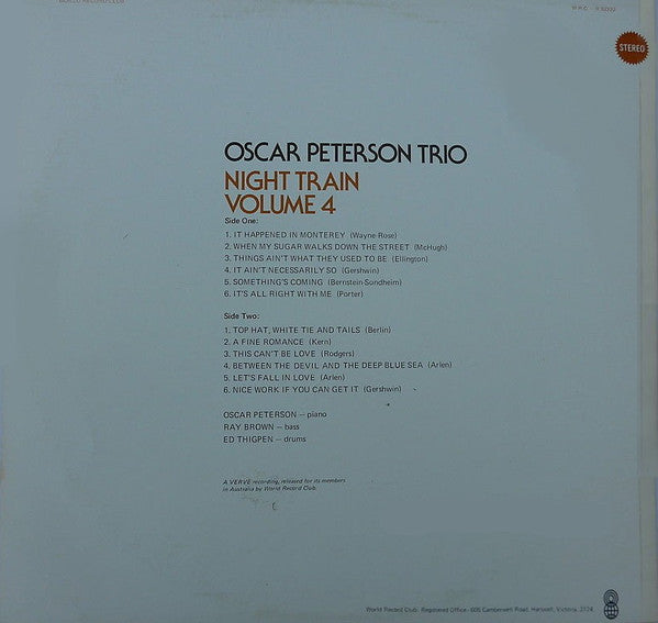 The Oscar Peterson Trio – Night Train Vol. 4 LP vinyl record, image 2 of 4