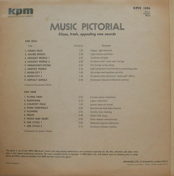 James Clarke – Music Pictorial LP vinyl record, image 2 of 2