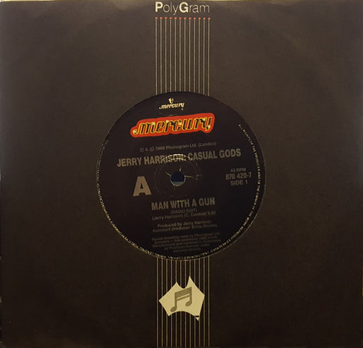 Jerry Harrison: Casual Gods – Man With A Gun 7" vinyl record, image 1 of 2
