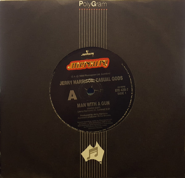 Jerry Harrison: Casual Gods – Man With A Gun 7" vinyl record, image 1 of 2