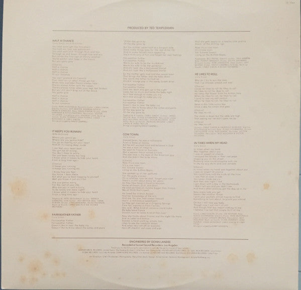Carly Simon – Another Passenger LP vinyl record, image 5 of 6