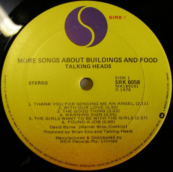 Talking Heads – More Songs About Buildings And Food LP vinyl record, image 3 of 5