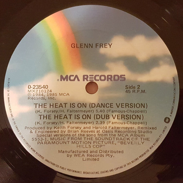 Glenn Frey – The Heat Is On 12" vinyl record, image 2 of 2