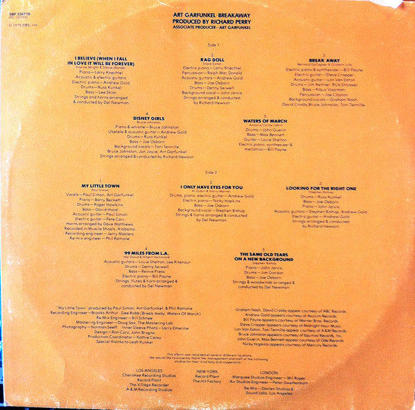 Art Garfunkel – Breakaway LP vinyl record, image 4 of 7