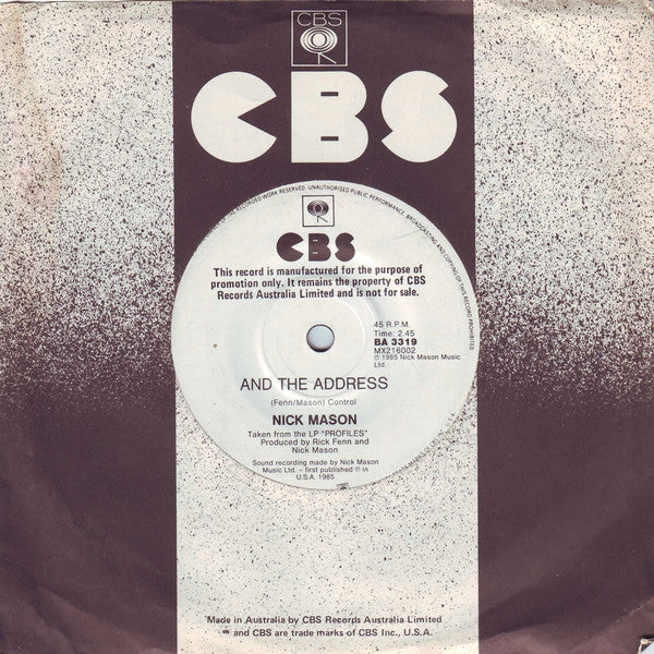 Nick Mason – Lie For A Lie 7" vinyl record, image 4 of 4