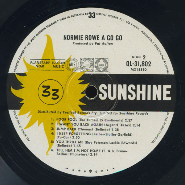 Normie Rowe & The Playboys – Normie Rowe Á Go-Go LP vinyl record, image 4 of 5