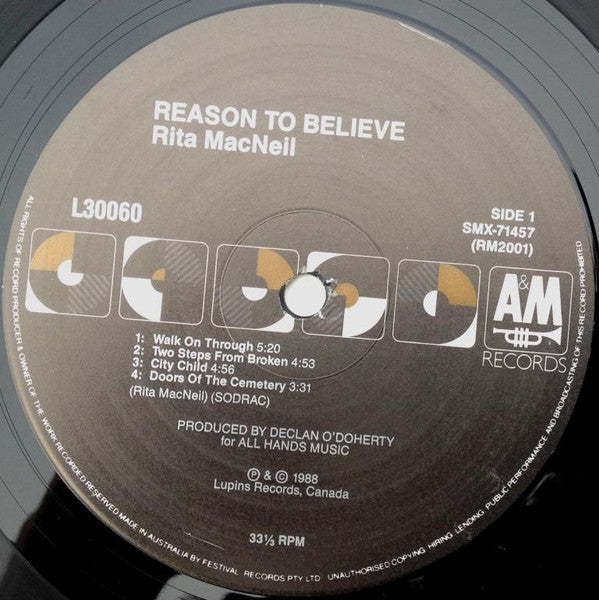 Rita MacNeil – Reason To Believe LP vinyl record, image 3 of 4