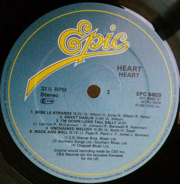 Heart – Heart LP vinyl record, image 4 of 4
