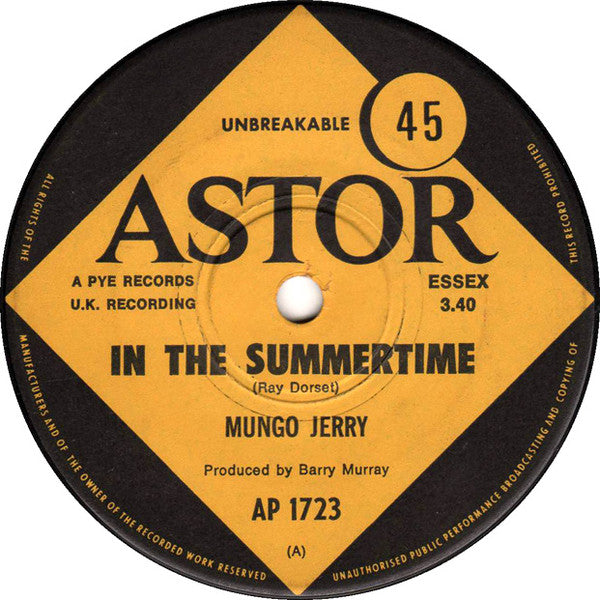 Mungo Jerry – In The Summertime 7" vinyl record, image 1 of 2