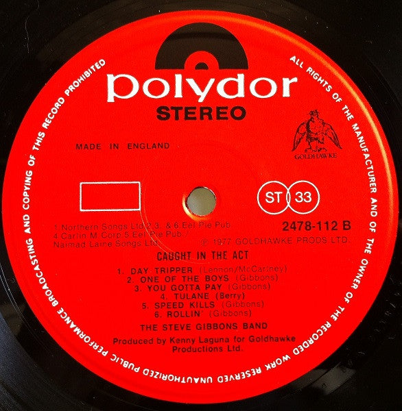 Steve Gibbons Band – Caught In The Act LP vinyl record, image 4 of 4