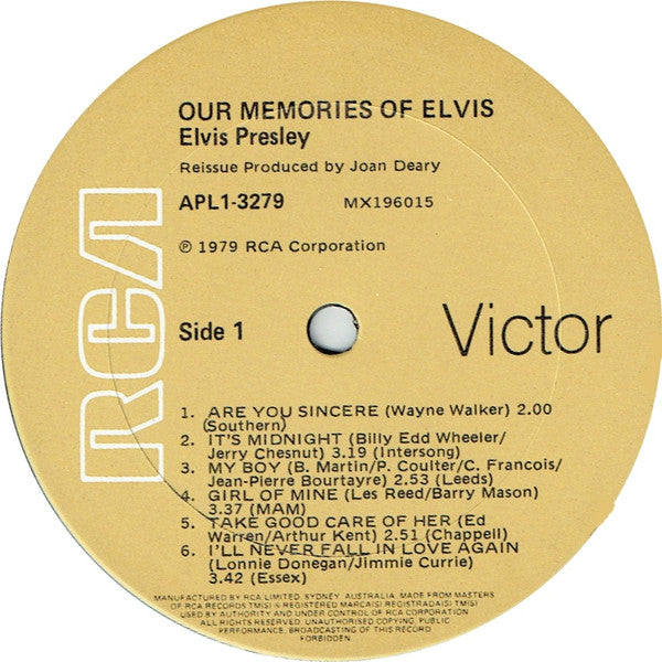 Elvis Presley – Our Memories Of Elvis LP vinyl record, image 3 of 4
