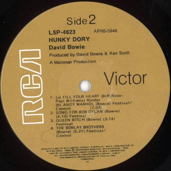 David Bowie – Hunky Dory LP vinyl record, image 4 of 4