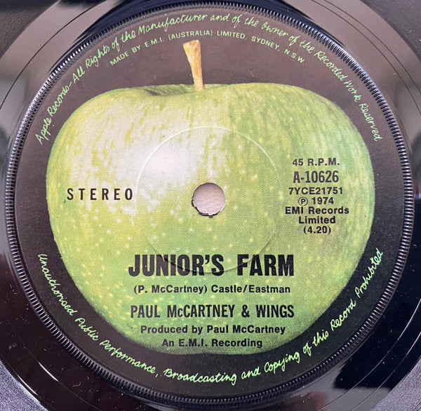 Wings – Junior's Farm 7" vinyl record, image 1 of 2