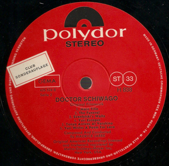 Maurice Jarre – Doctor Schiwago - Original Filmmusik LP vinyl record, image 4 of 4