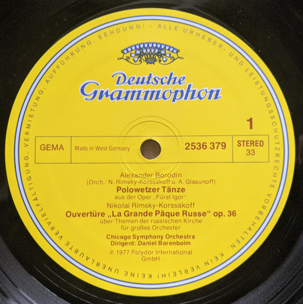 Chicago Symphony Orchestra, Daniel Barenboim – Polowetzer Tänze = Polovtsian Dances ▪ Eine Nacht Auf Dem Kahlen Berge = Night On Bald Mountain ▪ Russische Ostern = Russian Easter Overture ▪ Capriccio Espagnol LP vinyl record, image 3 of 4
