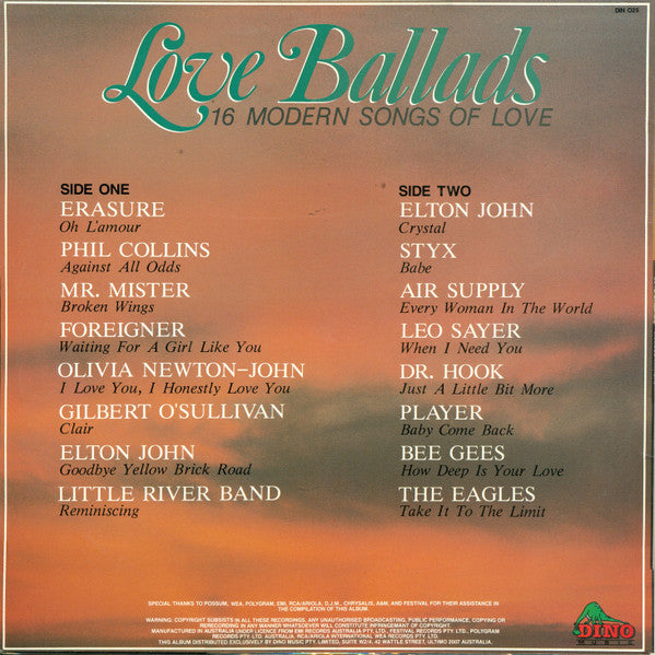 Various – Love Ballads LP vinyl record, image 2 of 4