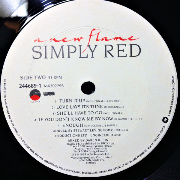 Simply Red – A New Flame LP vinyl record, image 8 of 8