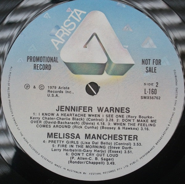 Jennifer Warnes, Phyllis Hyman, Melissa Manchester, Angela Bofill – Promotional Album - Not For Sale LP vinyl record, image 4 of 4