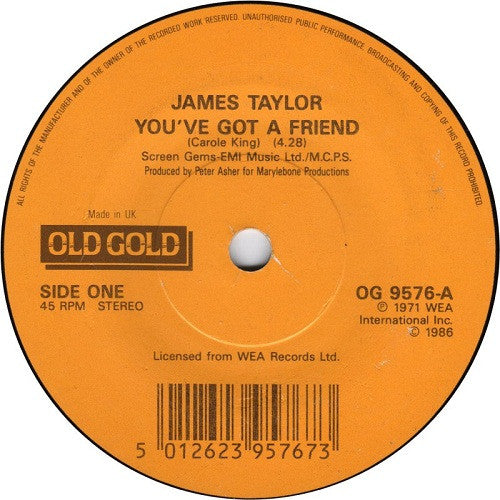 James Taylor – You've Got A Friend 7" vinyl record