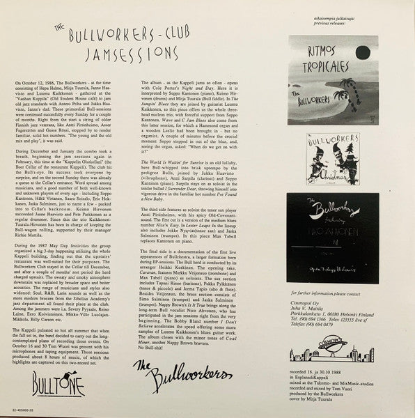 The Bullworkers – Club Jam Sessions Live (2xLP) LP vinyl record, image 2 of 8