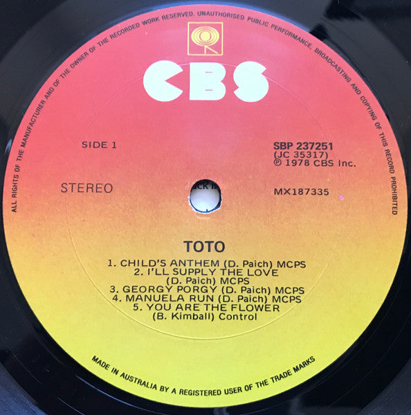 Toto – Toto LP vinyl record, image 5 of 6