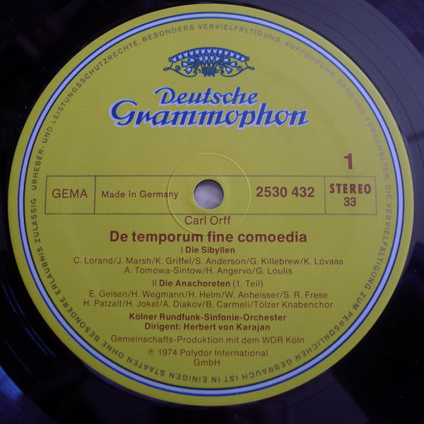 Carl Orff, Herbert von Karajan – De Temporum Fine Comoedia LP vinyl record, image 3 of 10