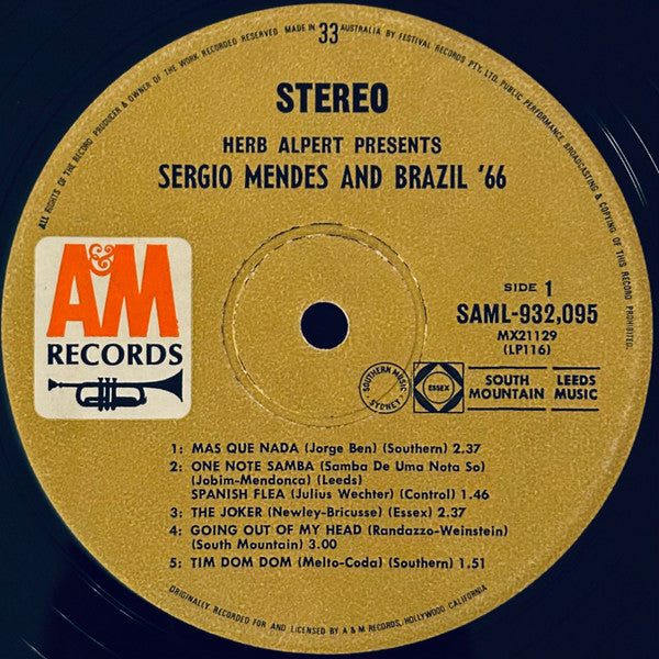 Herb Alpert, Sérgio Mendes & Brasil '66 – Herb Alpert Presents Sergio Mendes & Brasil '66 LP vinyl record, image 3 of 4