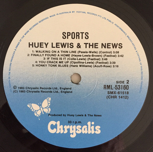 Huey Lewis & The News – Sports LP vinyl record, image 6 of 6
