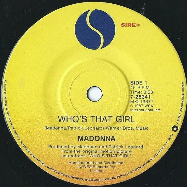 Madonna – Who's That Girl 7" vinyl record, image 3 of 4