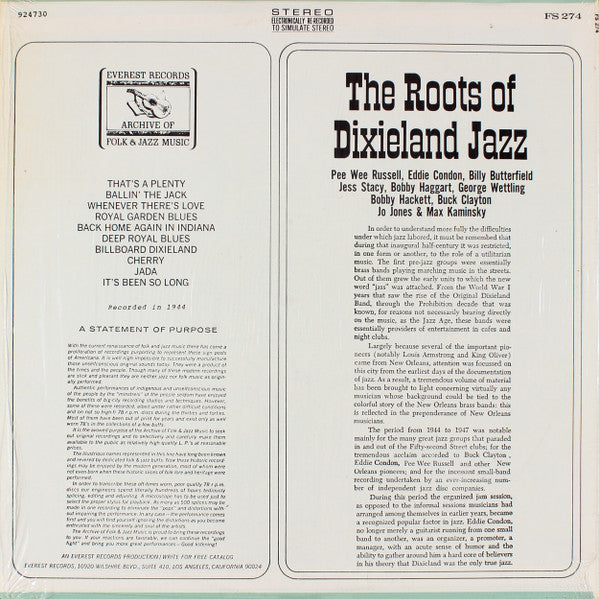 Various – The Roots Of Dixieland Jazz LP vinyl record, image 2 of 4