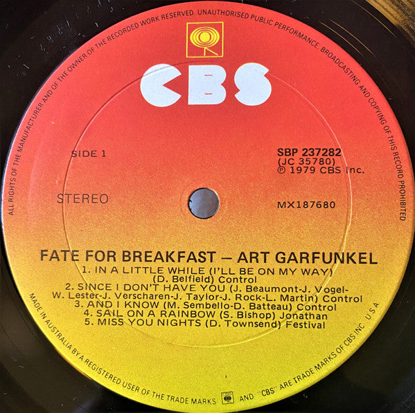 Art Garfunkel – Fate For Breakfast LP vinyl record, image 7 of 10