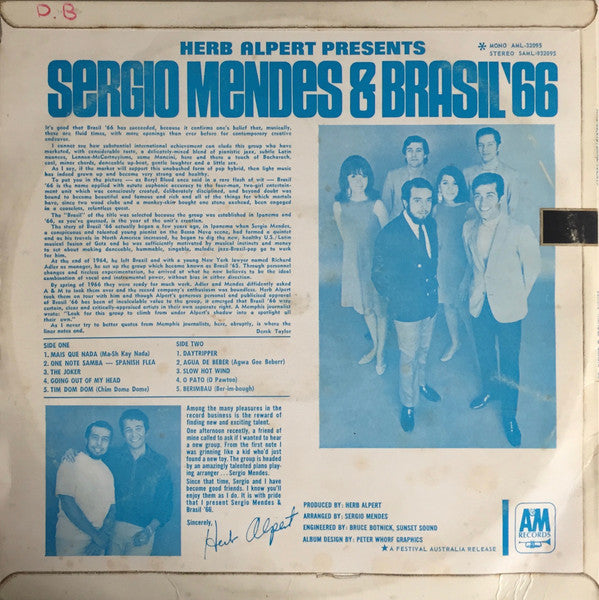 Herb Alpert, Sérgio Mendes & Brasil '66 – Herb Alpert Presents Sergio Mendes & Brasil '66 LP vinyl record, image 2 of 4