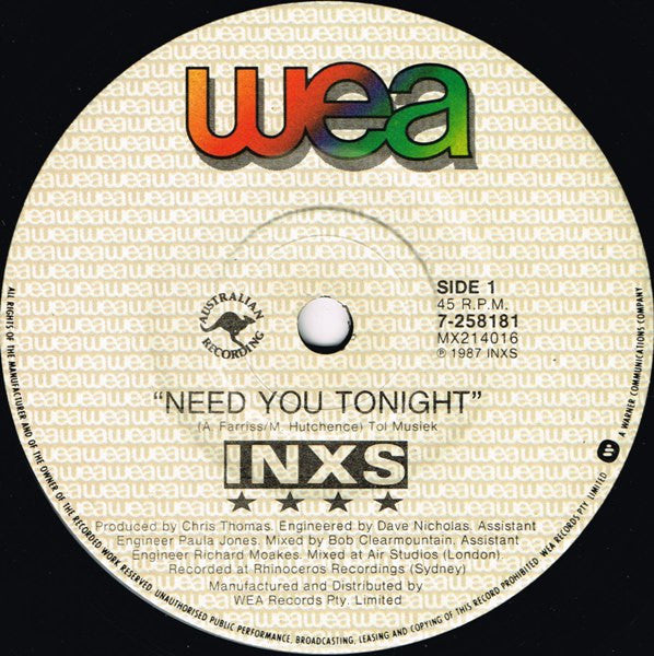 INXS – Need You Tonight 7" vinyl record, image 3 of 4