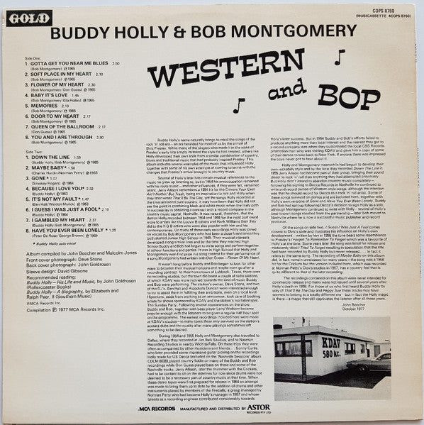 Buddy Holly, Bob Montgomery – Western And Bop LP vinyl record, image 2 of 4