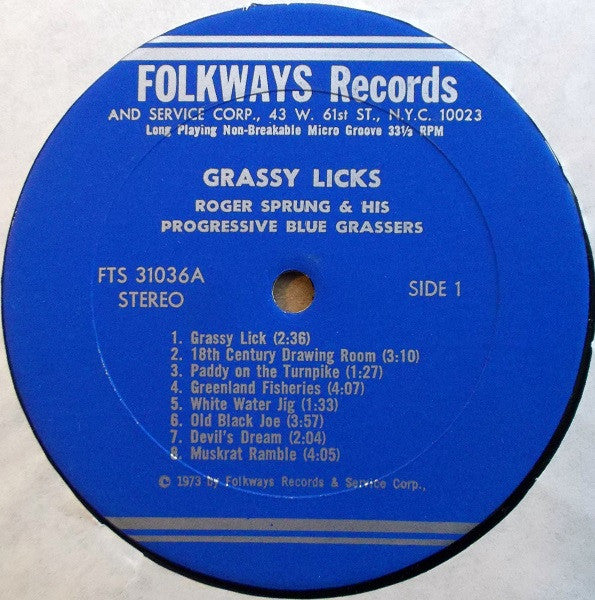 Roger Sprung And His Progressive Bluegrassers – Grassy Licks LP vinyl record, image 3 of 4