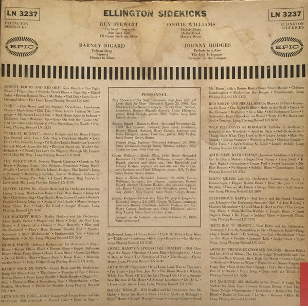 Johnny Hodges And His Orchestra, Rex Stewart And His Orchestra, Barney Bigard And His Orchestra, Cootie Williams & His Rug Cutters – Ellington Sidekicks LP vinyl record, image 2 of 4