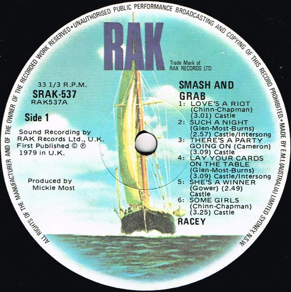 Racey – Smash And Grab LP vinyl record, image 3 of 4
