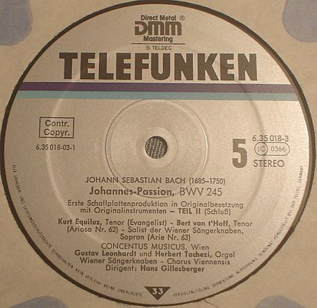Johann Sebastian Bach, Nikolaus Harnoncourt, Kurt Equiluz, Max van Egmond, Die Wiener Sängerknaben, Chorus Viennensis, Concentus Musicus Wien – Johannes~Passion (3xLP) LP vinyl record, image 8 of 9