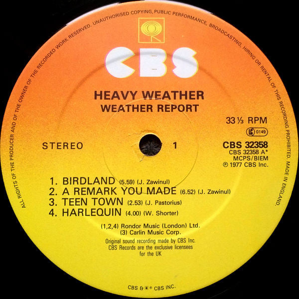 Weather Report – Heavy Weather LP vinyl record, image 4 of 5
