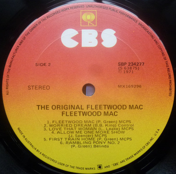 Fleetwood Mac – The Original Fleetwood Mac LP vinyl record, image 4 of 4