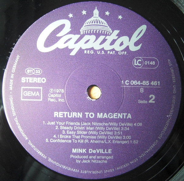 Mink DeVille – Return To Magenta LP vinyl record, image 4 of 4