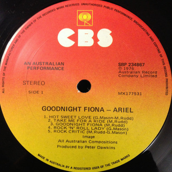 Ariel – Goodnight Fiona LP vinyl record, image 7 of 8