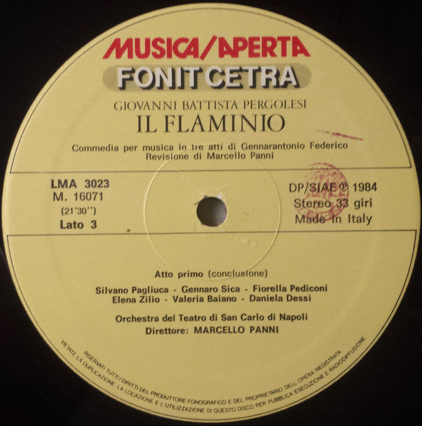 Giovanni Battista Pergolesi, Coro Del Teatro Di San Carlo, Orchestra Del Teatro Di San Carlo, Marcello Panni – Il Flaminio (3xLP) LP vinyl record, image 6 of 7