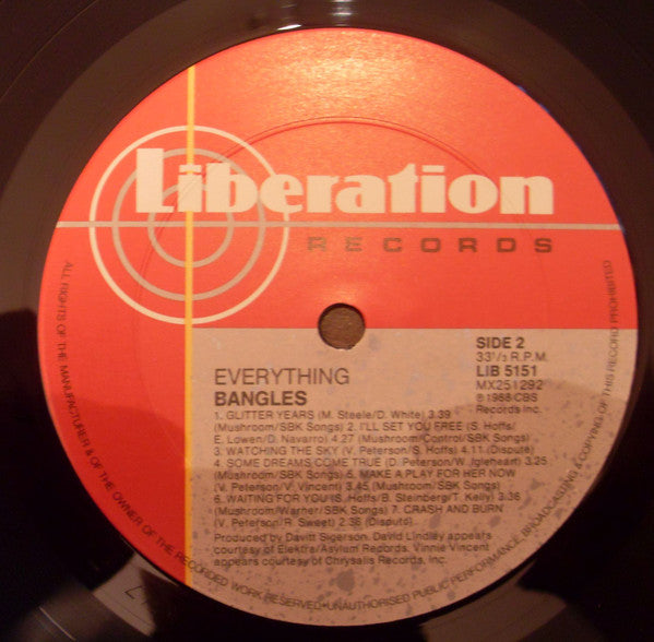 Bangles – Everything LP vinyl record, image 7 of 7