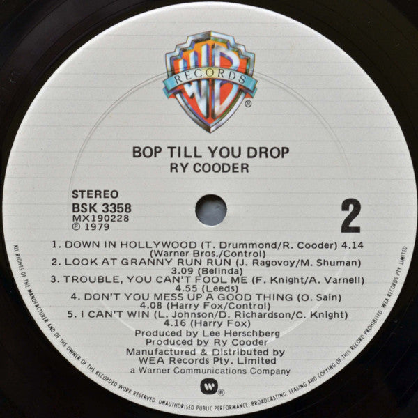 Ry Cooder – Bop Till You Drop LP vinyl record, image 5 of 5