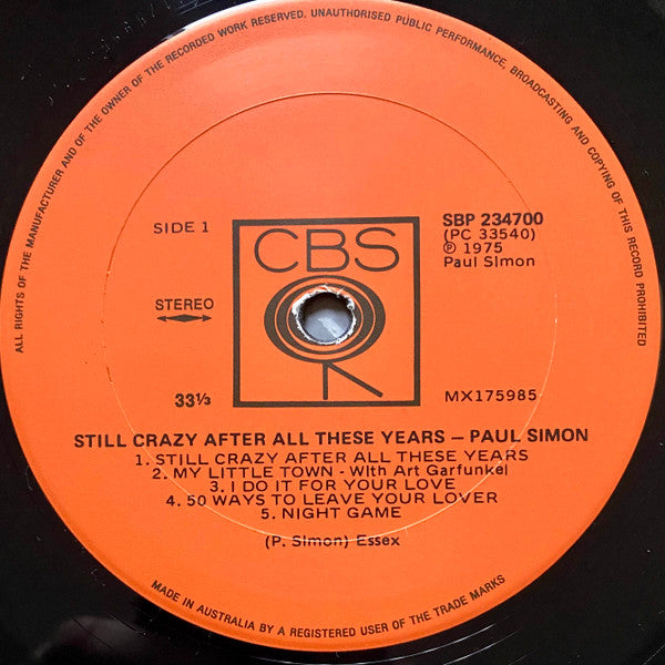 Paul Simon – Still Crazy After All These Years LP vinyl record, image 6 of 6