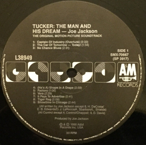 Joe Jackson – Tucker: The Man And His Dream (Original Motion Picture Soundtrack) LP vinyl record, image 3 of 4